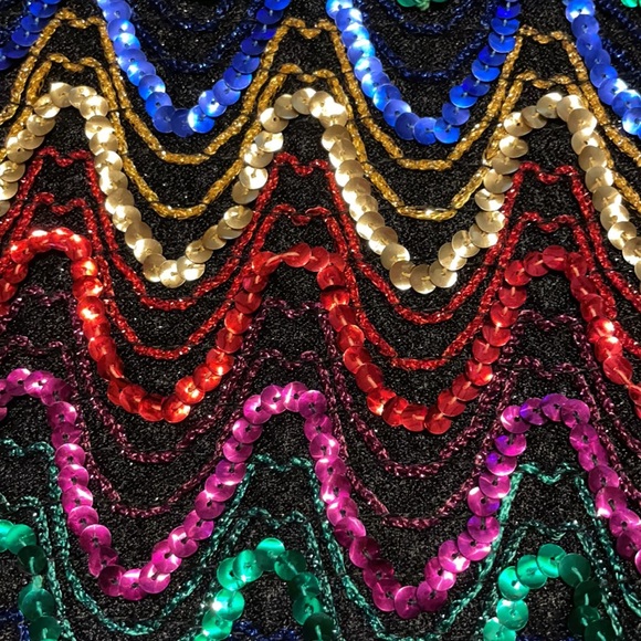 Vintage 80s rainbow sequin Rio blouse medium - Picture 3 of 4